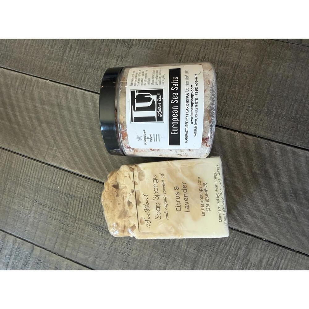 Lather Up bundle- Soap Sponge and European Sea Salts